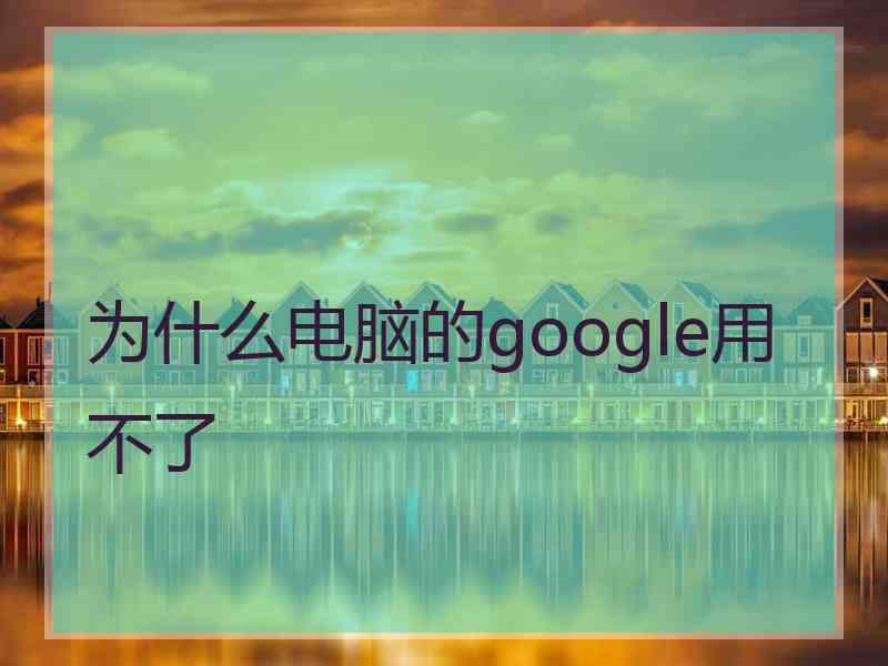 为什么电脑的google用不了