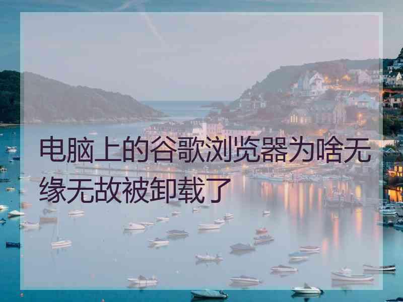 电脑上的谷歌浏览器为啥无缘无故被卸载了