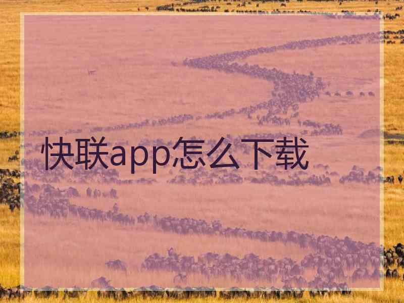 快联app怎么下载