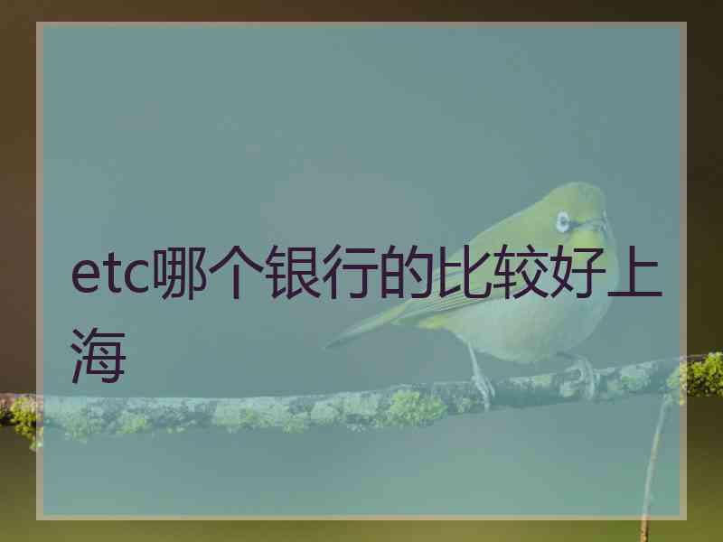 etc哪个银行的比较好上海