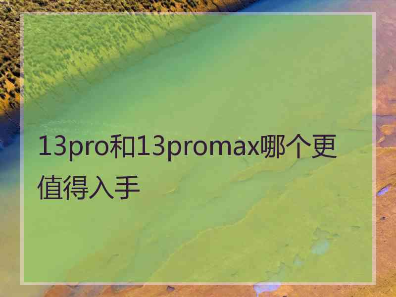 13pro和13promax哪个更值得入手