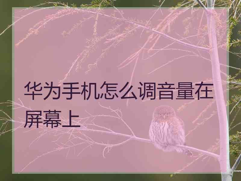 华为手机怎么调音量在屏幕上