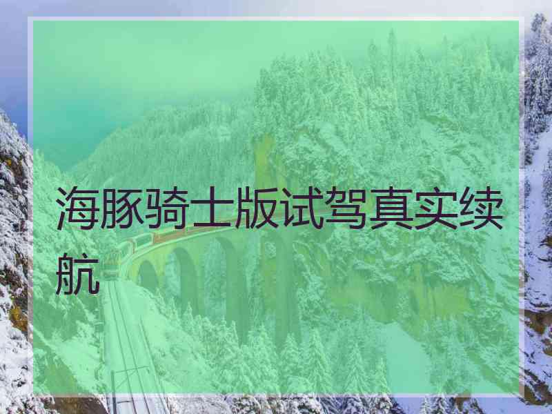 海豚骑士版试驾真实续航