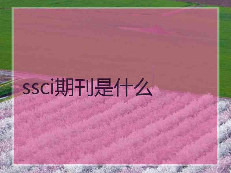 ssci期刊是什么