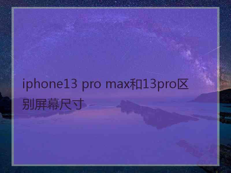 iphone13 pro max和13pro区别屏幕尺寸