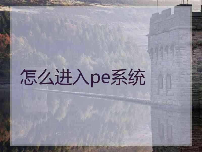 怎么进入pe系统