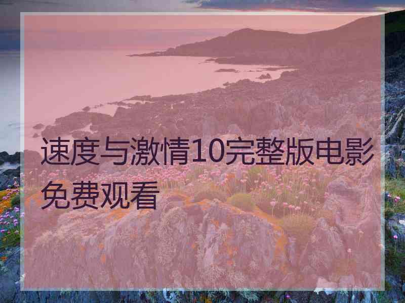 速度与激情10完整版电影免费观看