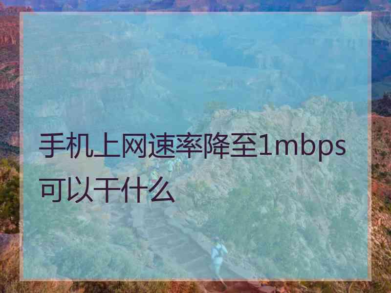 手机上网速率降至1mbps可以干什么