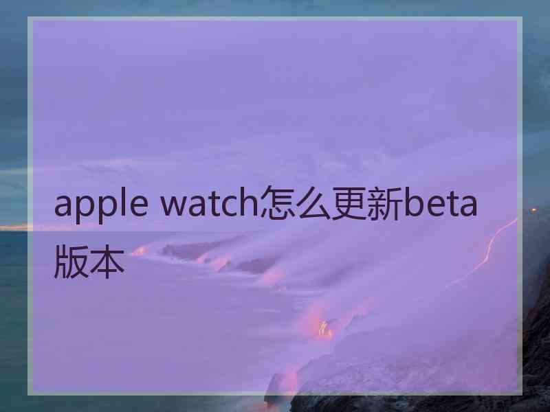 apple watch怎么更新beta版本