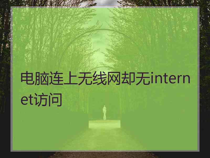 电脑连上无线网却无internet访问