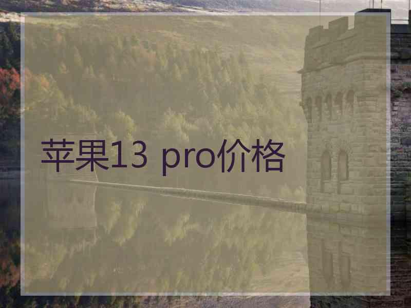 苹果13 pro价格