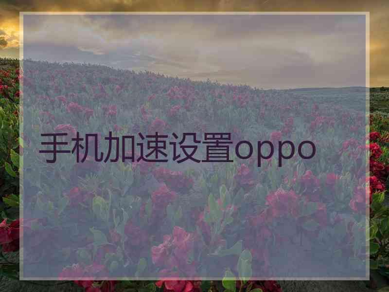 手机加速设置oppo