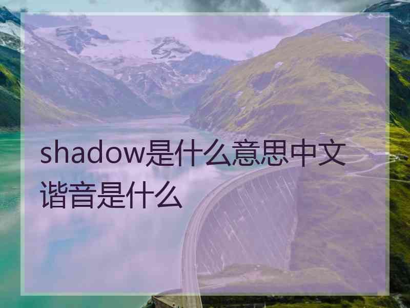 shadow是什么意思中文谐音是什么