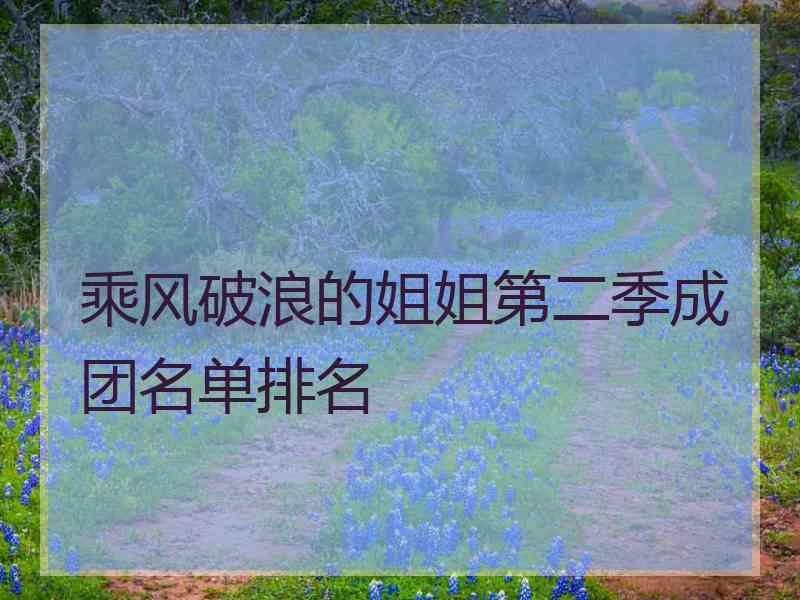 乘风破浪的姐姐第二季成团名单排名