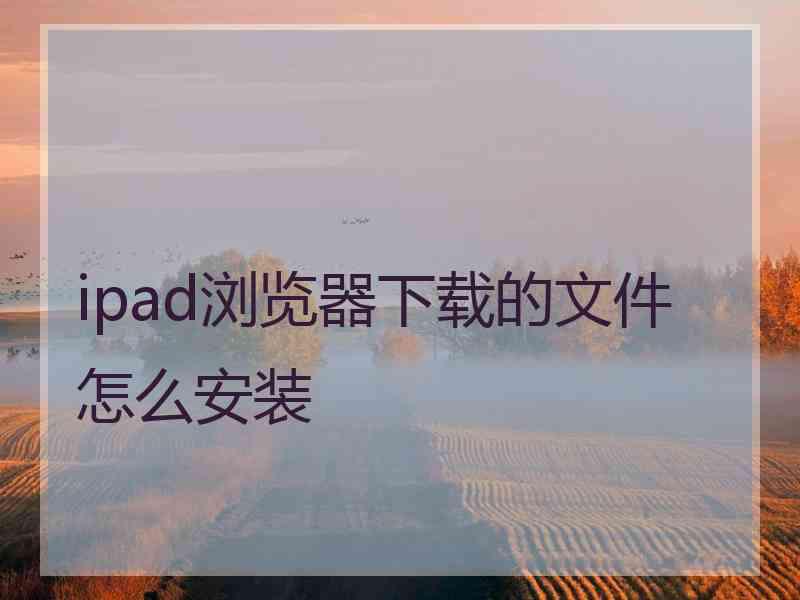 ipad浏览器下载的文件怎么安装