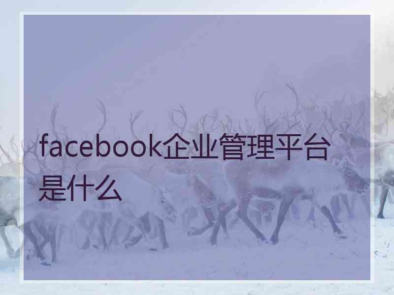 facebook企业管理平台是什么