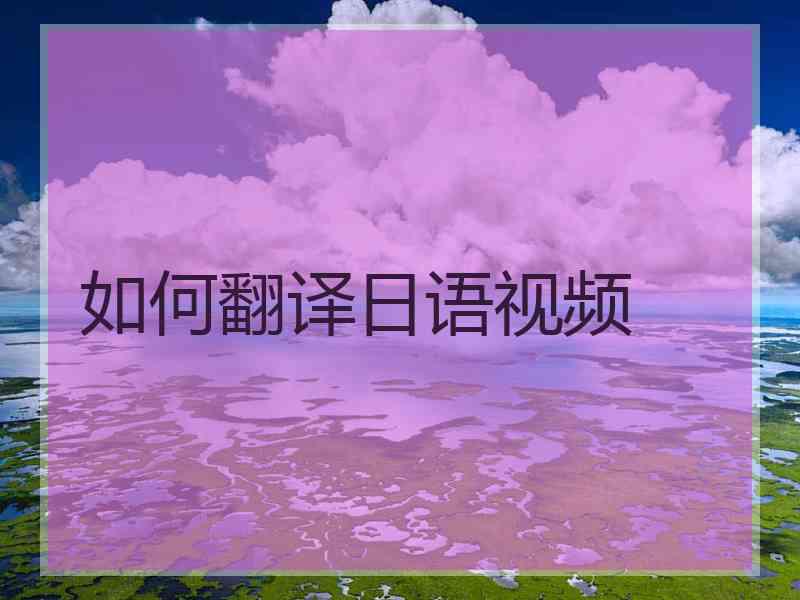 如何翻译日语视频