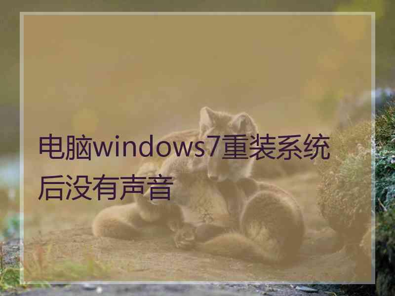 电脑windows7重装系统后没有声音