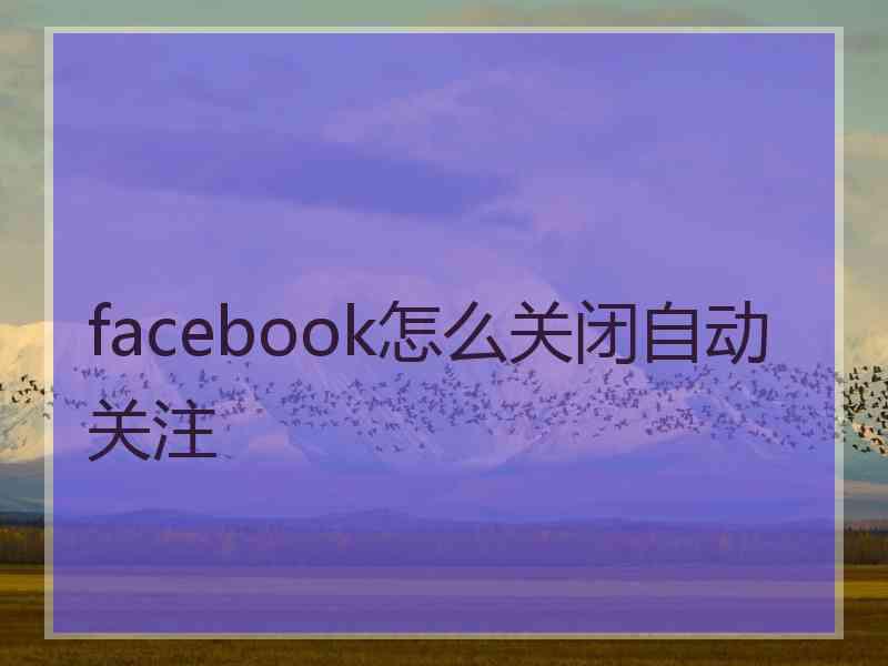 facebook怎么关闭自动关注