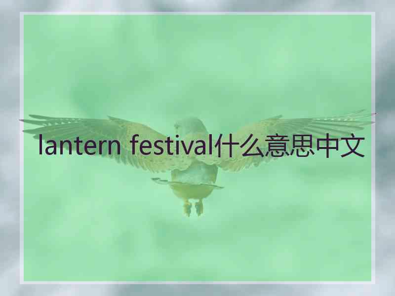 lantern festival什么意思中文