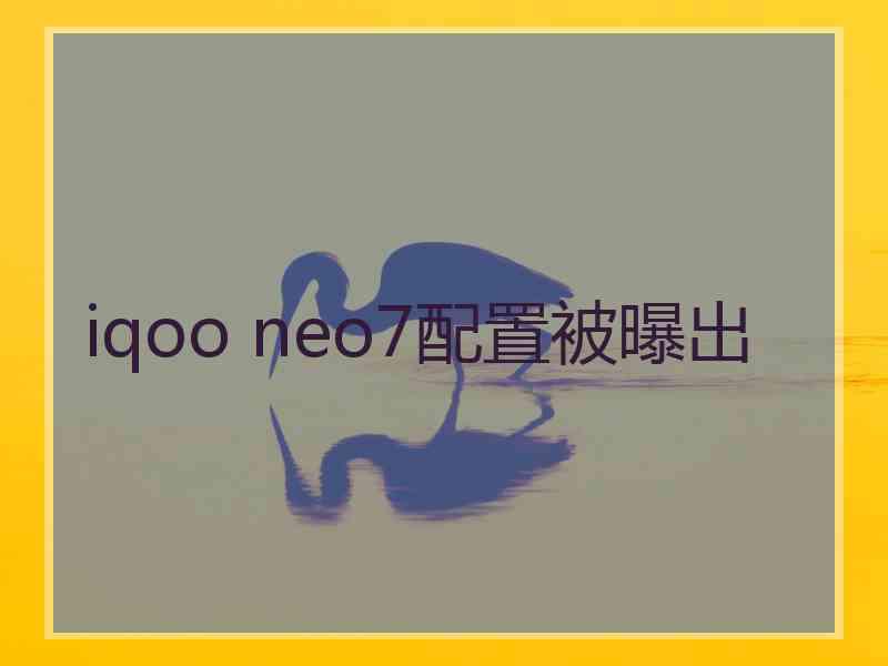 iqoo neo7配置被曝出