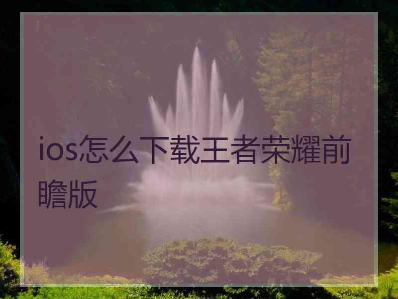 ios怎么下载王者荣耀前瞻版