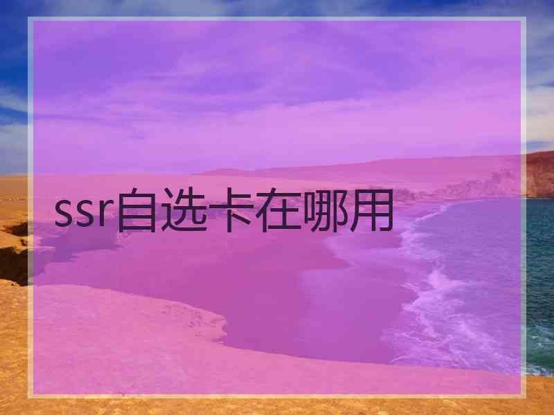 ssr自选卡在哪用