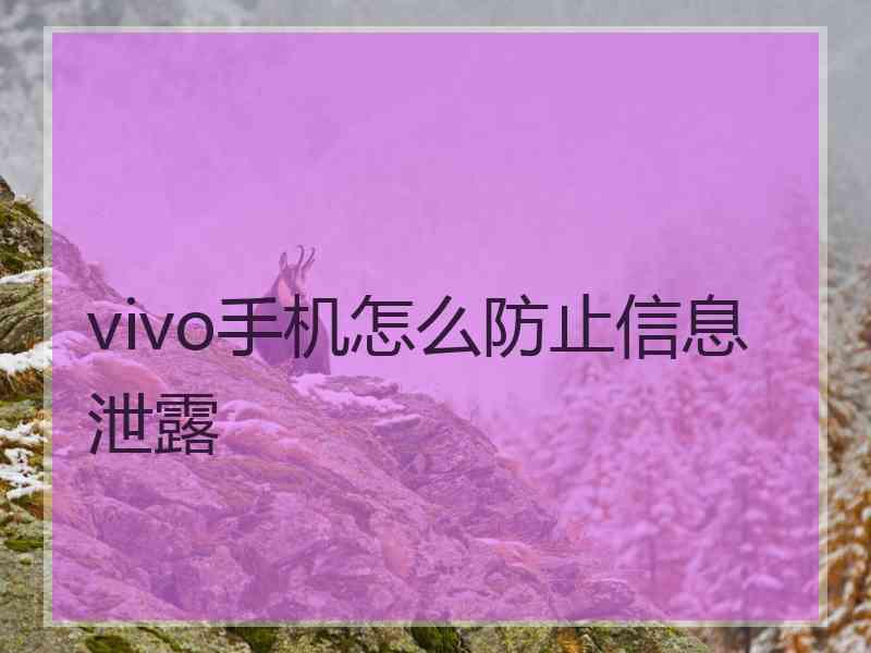 vivo手机怎么防止信息泄露