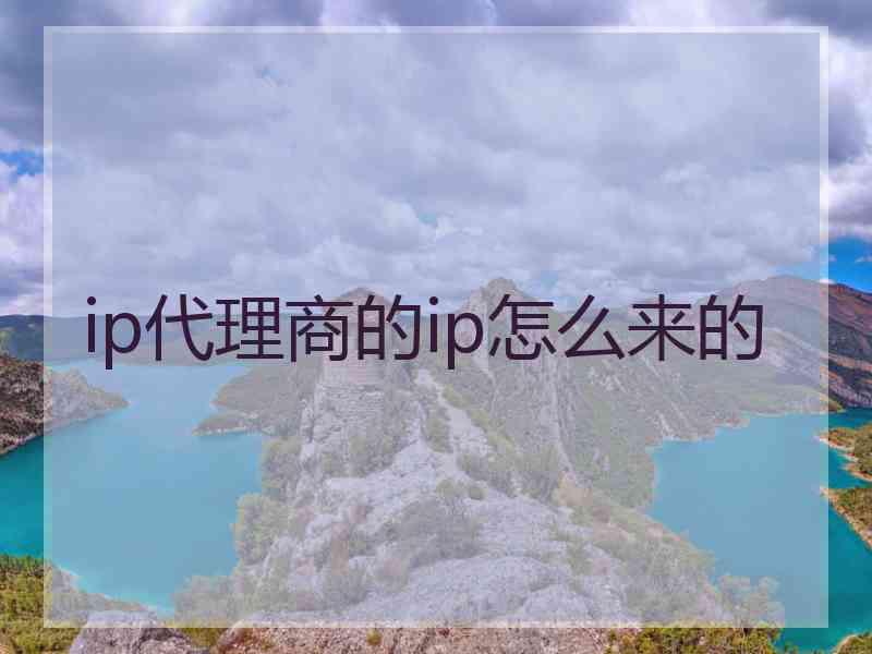 ip代理商的ip怎么来的