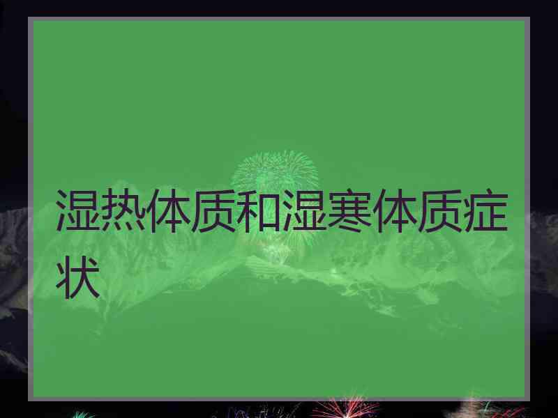 湿热体质和湿寒体质症状