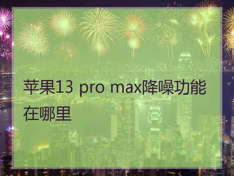 苹果13 pro max降噪功能在哪里