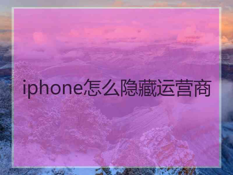 iphone怎么隐藏运营商