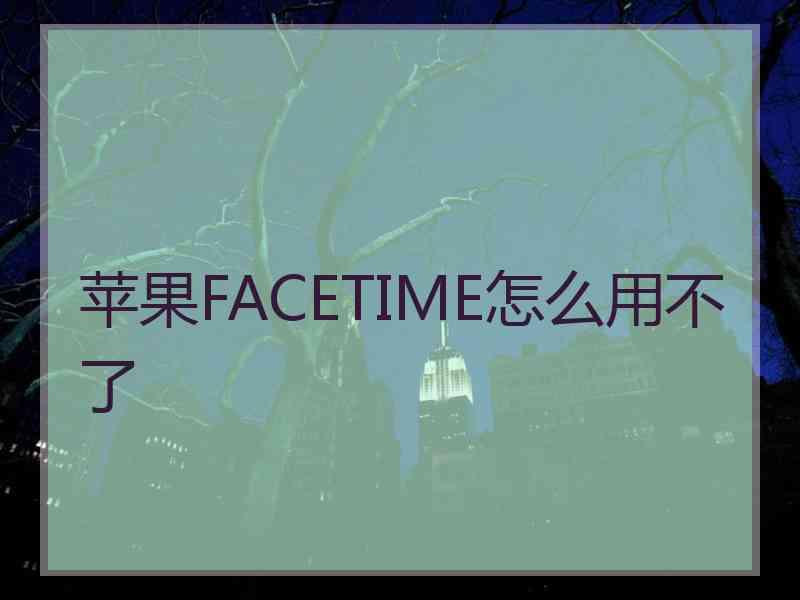 苹果FACETIME怎么用不了