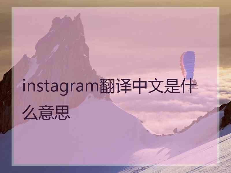 instagram翻译中文是什么意思