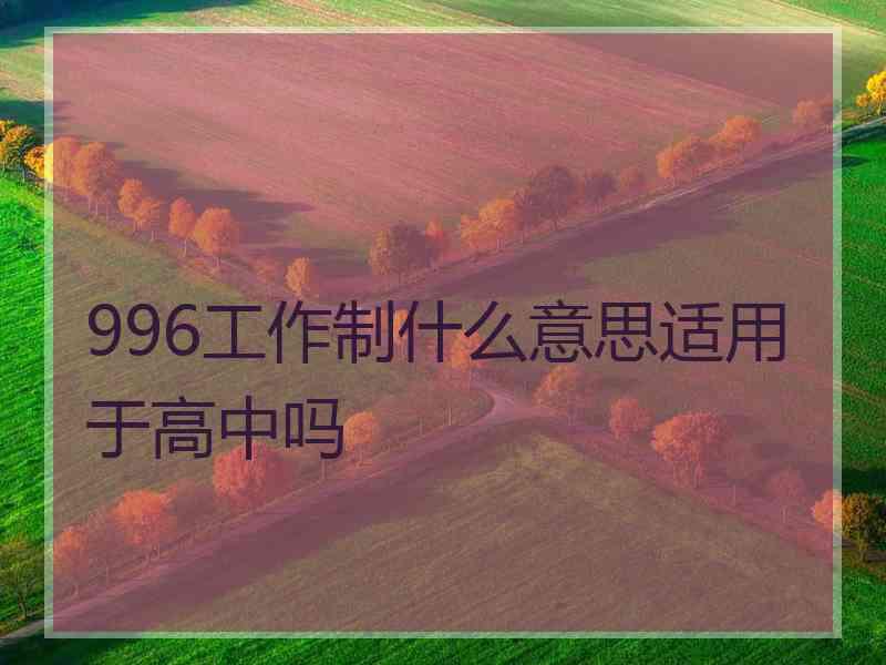 996工作制什么意思适用于高中吗