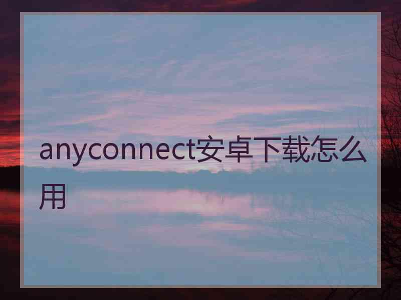 anyconnect安卓下载怎么用