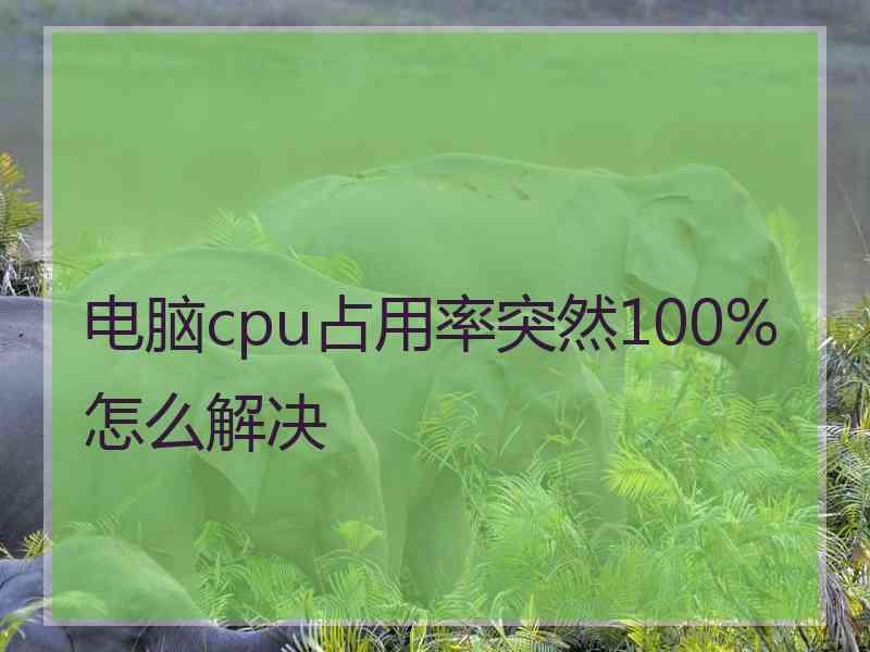 电脑cpu占用率突然100%怎么解决