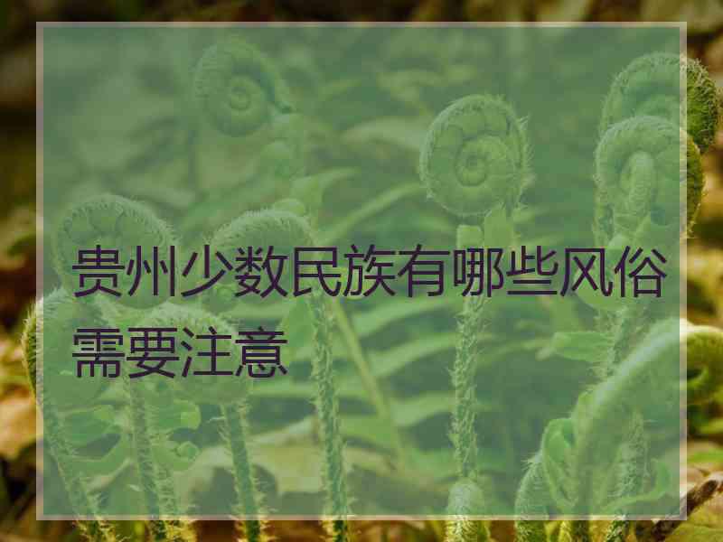 贵州少数民族有哪些风俗需要注意