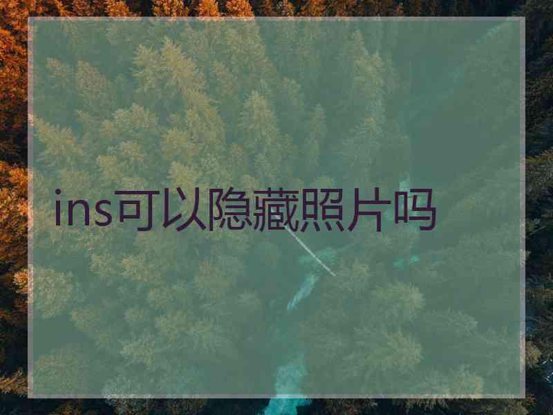 ins可以隐藏照片吗