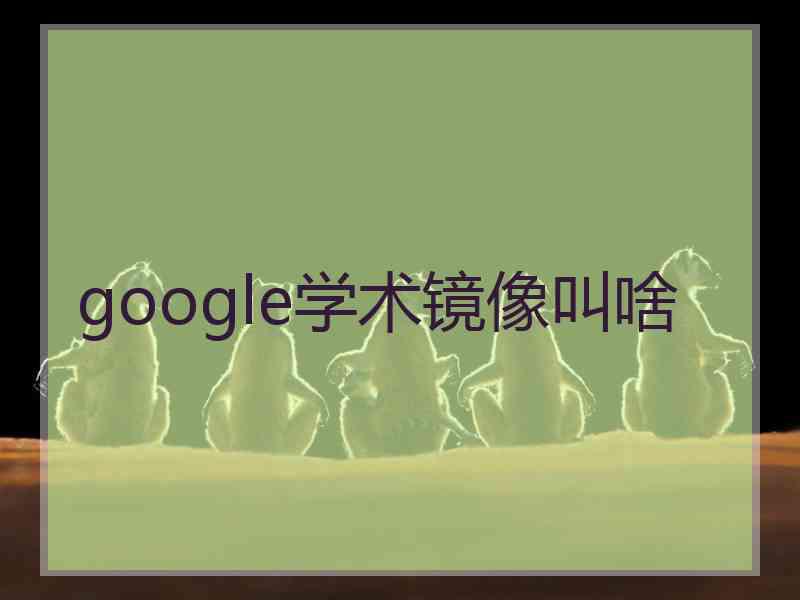 google学术镜像叫啥