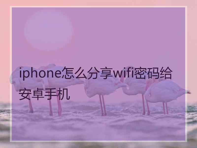 iphone怎么分享wifi密码给安卓手机