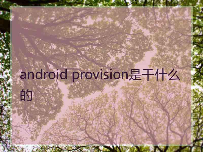 android provision是干什么的