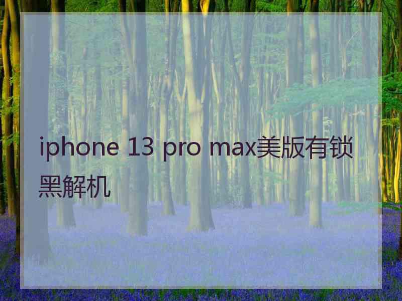 iphone 13 pro max美版有锁黑解机