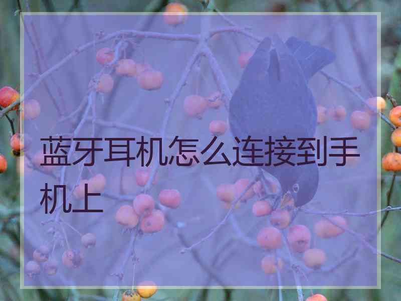 蓝牙耳机怎么连接到手机上