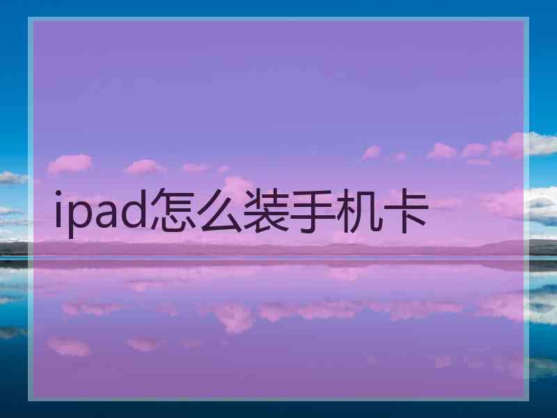 ipad怎么装手机卡