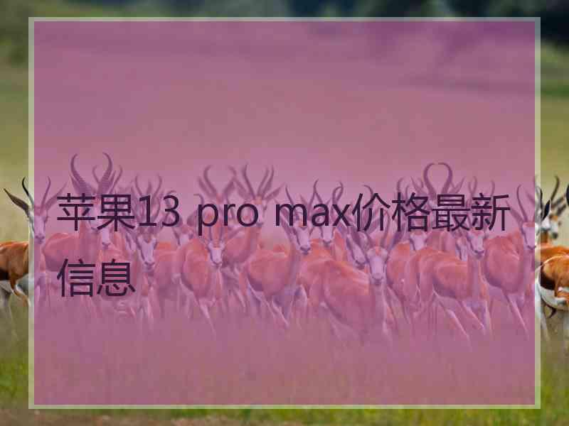 苹果13 pro max价格最新信息