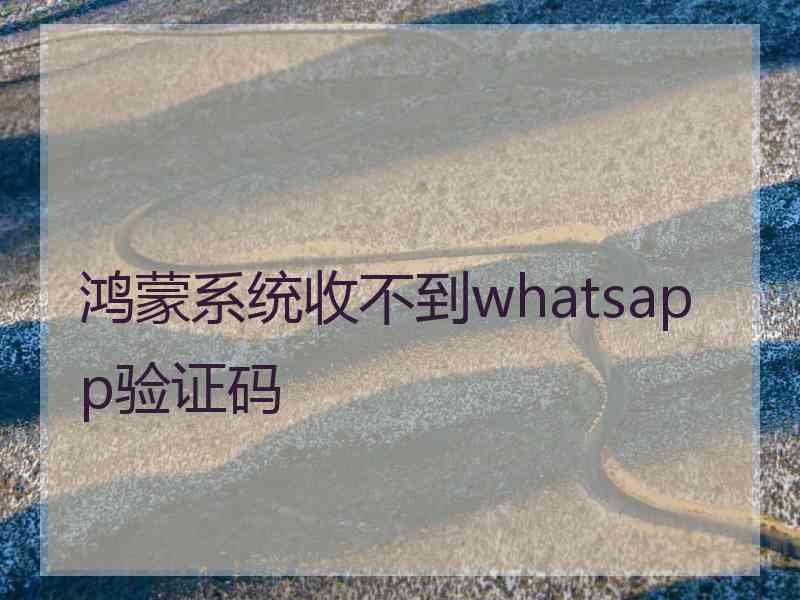 鸿蒙系统收不到whatsapp验证码