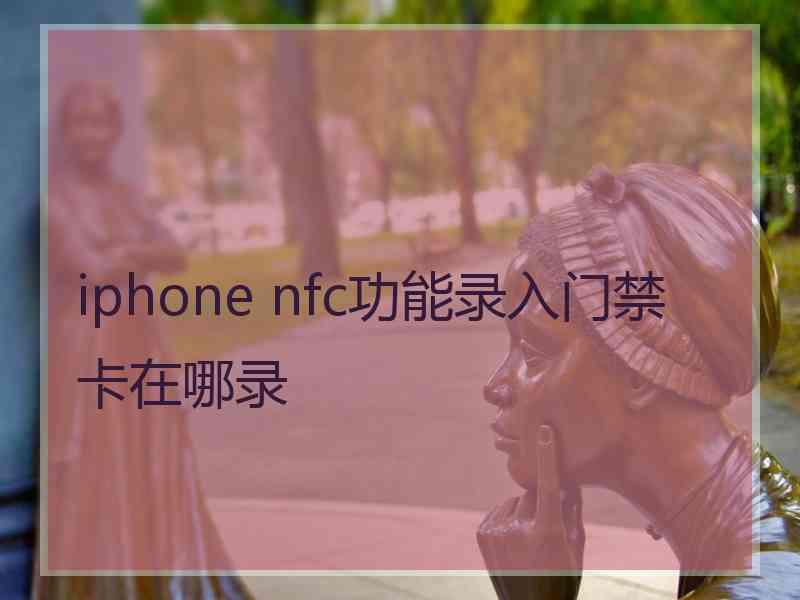 iphone nfc功能录入门禁卡在哪录