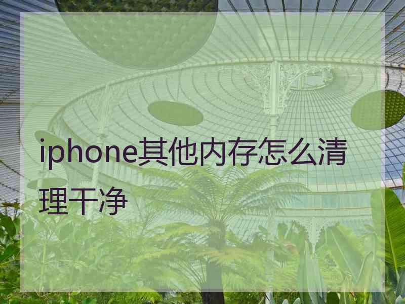 iphone其他内存怎么清理干净