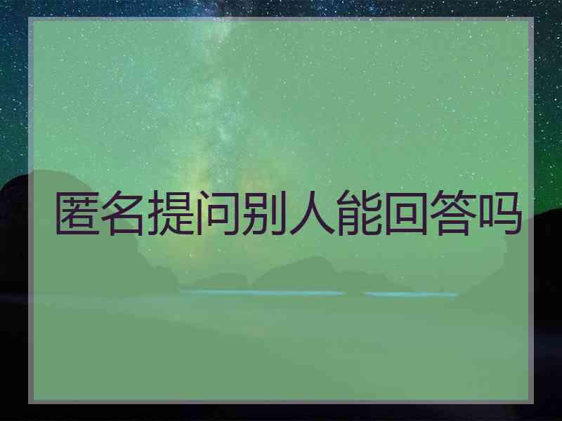 匿名提问别人能回答吗